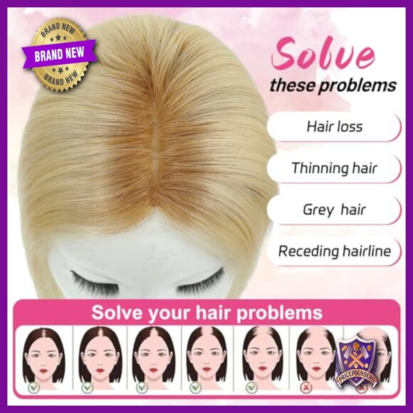 14 Inch Human Hair Topper 65g No Bangs Swiss Lace Base 5x5 main image 6